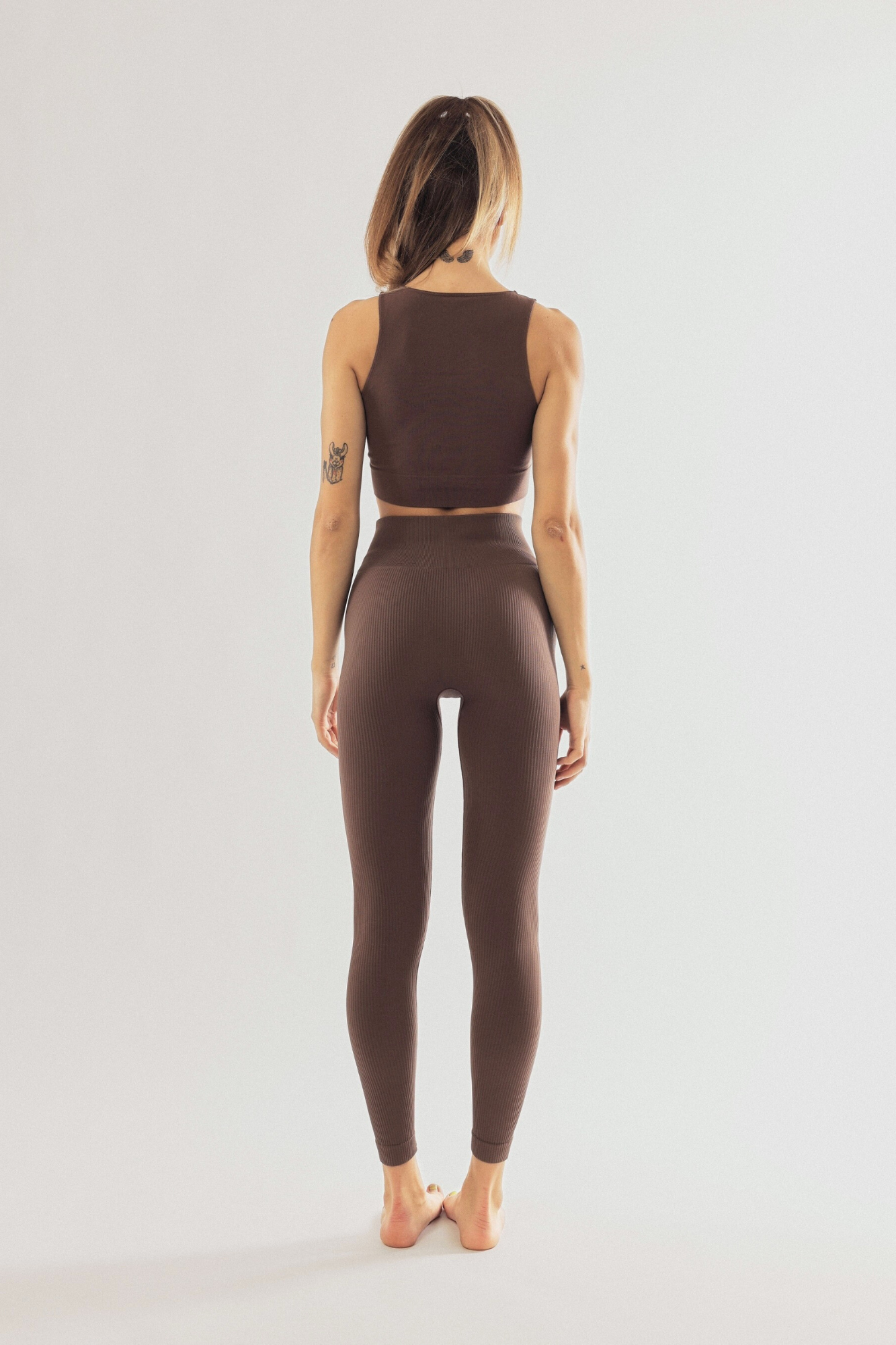 A brown extra-soft seamless crop-top